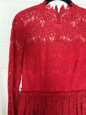 Lanvin Vibrant Red Lace Evening Dress